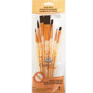 Royal & Langnickel Crafters Choice Rubber Grip Brush Set - (7 Pieces) Synthetic Camel Variety  RCC 420